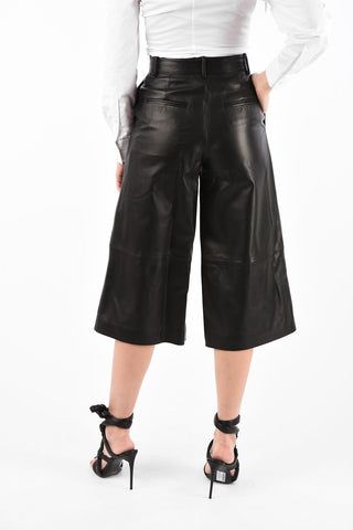 High Waist Leather Gaucho Pants