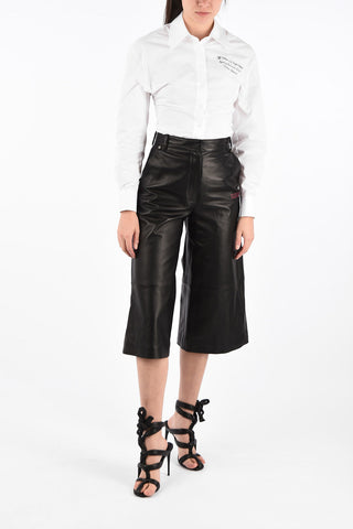 High Waist Leather Gaucho Pants