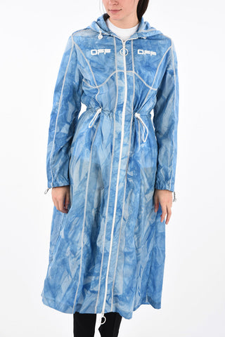Cappotto Effetto Tie Dye Impermeabile con Cappuccio