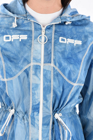 Cappotto Effetto Tie Dye Impermeabile con Cappuccio