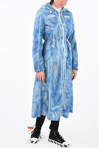 Cappotto Effetto Tie Dye Impermeabile con Cappuccio