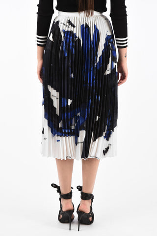 Blue Brushstroke Silk Accordion Skirt