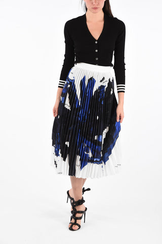 Blue Brushstroke Silk Accordion Skirt