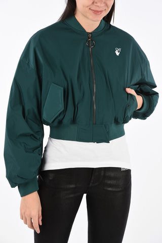 Cropped Varsity Bomber with Zip