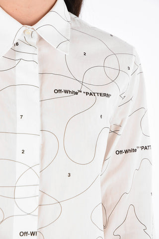 Puzzle-Print Asymmetric Shirtdress