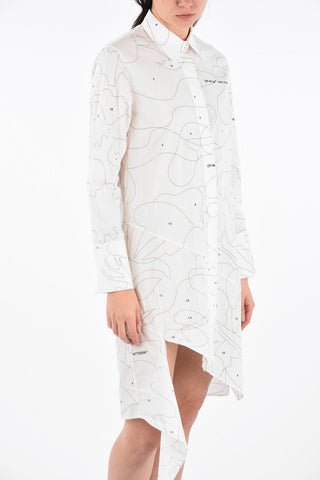 Puzzle-Print Asymmetric Shirtdress