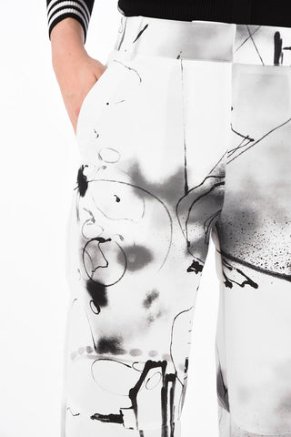 Abstract-Print FUTURA Palazzo Pants with Bow Ankle