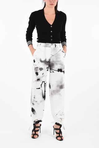 Abstract-Print FUTURA Palazzo Pants with Bow Ankle