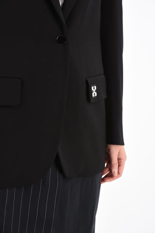 Center Vent Peak Lapel 1 Button TOMBOY Blazer