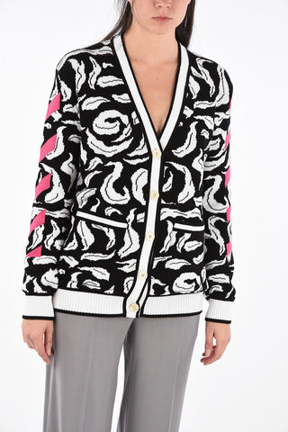 Cardigan Leaves Illusion con Scollo a V
