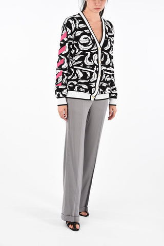 Cardigan Leaves Illusion con Scollo a V