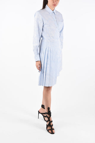 Waves -Print Asymmetric Wrap Shirtdress