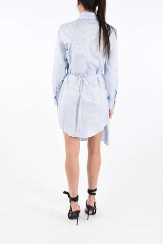Waves -Print Asymmetric Wrap Shirtdress
