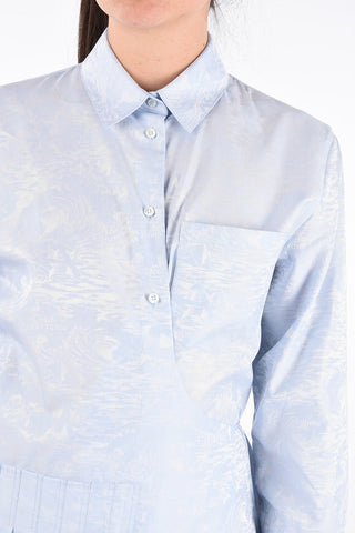 Waves -Print Asymmetric Wrap Shirtdress