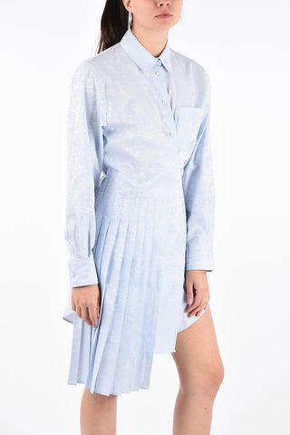 Waves -Print Asymmetric Wrap Shirtdress