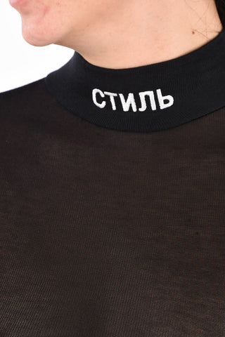 Open Back Turtleneck Sheer Bodysuit