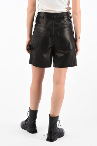 Shorts Worker in Pelle a Vita Regolare