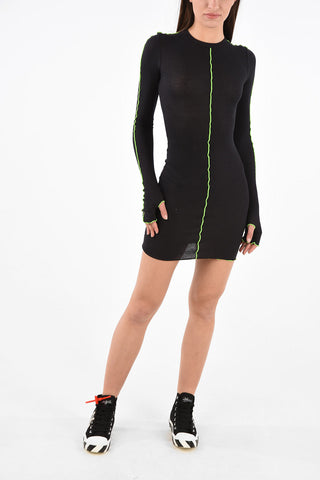 knit crew-neck ribbed bodycon dress