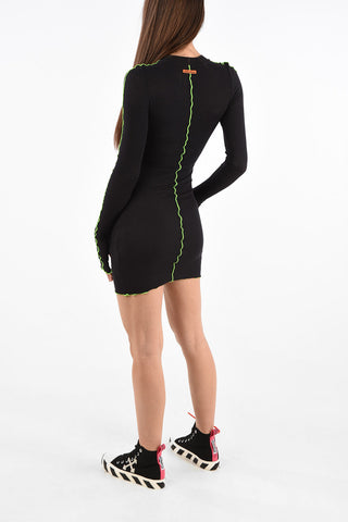 knit crew-neck ribbed bodycon dress
