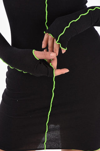 knit crew-neck ribbed bodycon dress