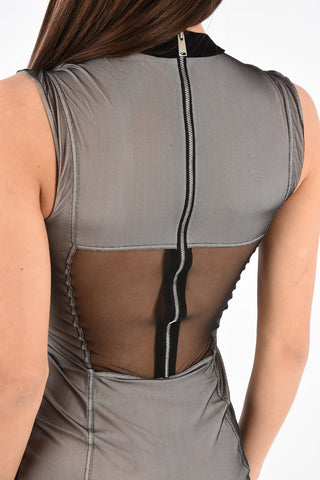 mini vestito attillato double layer mesh 