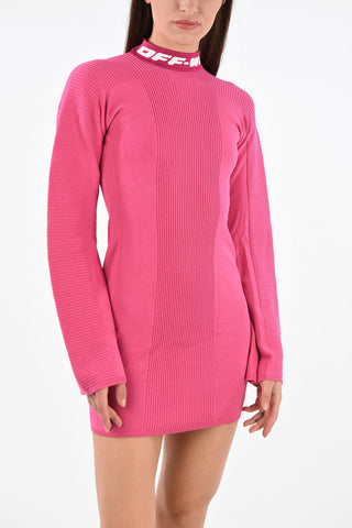 knit INDUSTRIAL v-shape backline mini bodycon dress
