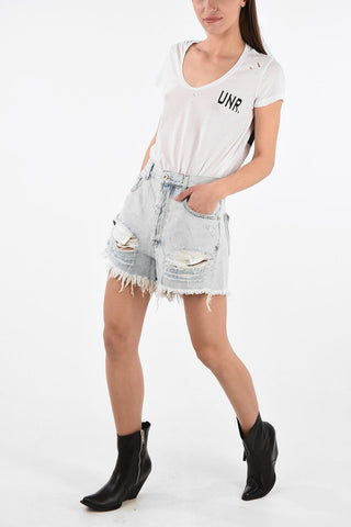 Frayed Hem Denim Distressed Shorts