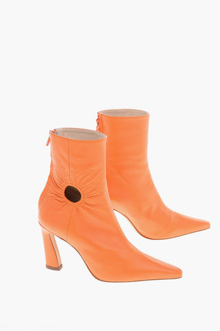 9cm leather FORY WINDOW Booties With Cut-out Details