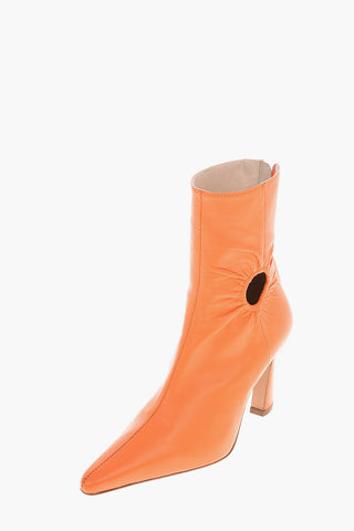 9cm leather FORY WINDOW Booties With Cut-out Details