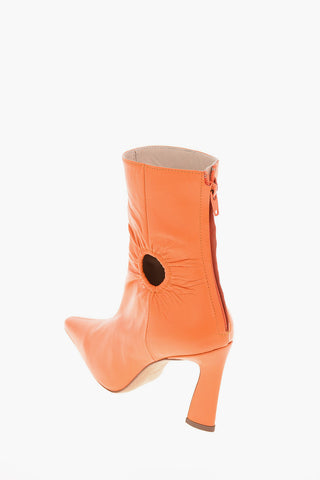 9cm leather FORY WINDOW Booties With Cut-out Details