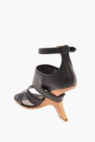 12cm leather Heelless Ankle-strap sandals