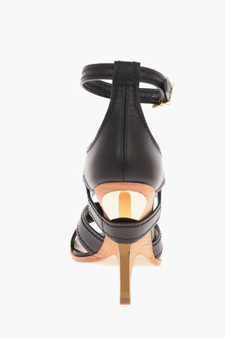 12cm leather Heelless Ankle-strap sandals