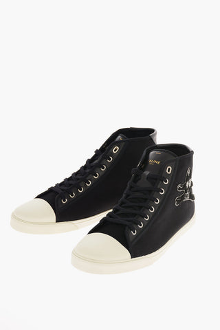 Leather and Fabric BLANK High Top Sneakers