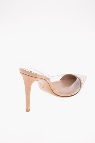 12cm rhinestone embellished AMBER Slingback pumps