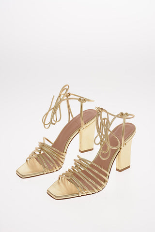 Sandali lace-up DAISY in pelle lamé 9.5 cm