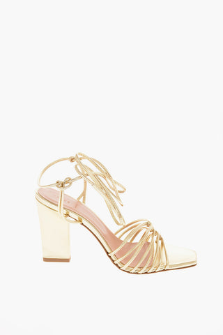 Sandali lace-up DAISY in pelle lamé 9.5 cm