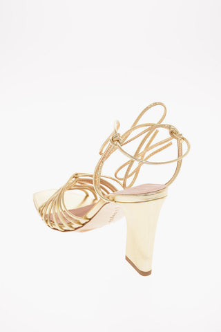 Sandali lace-up DAISY in pelle lamé 9.5 cm