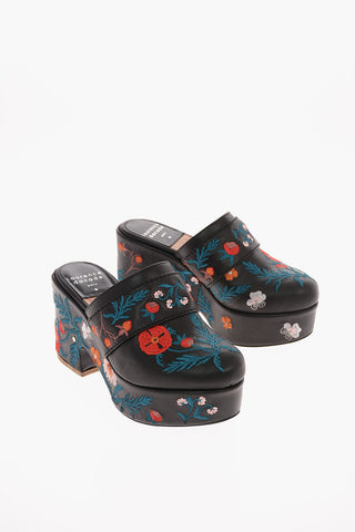 9cm leather and Fabric Floral Embroidered RIMALDO HERBARIUM Mules