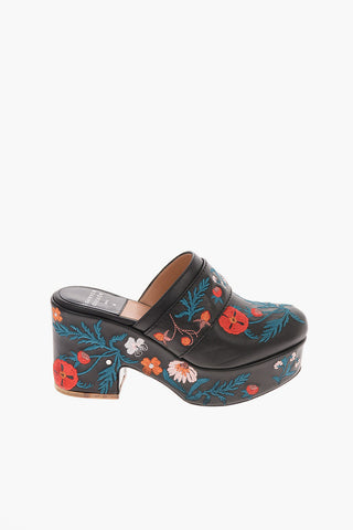 9cm leather and Fabric Floral Embroidered RIMALDO HERBARIUM Mules