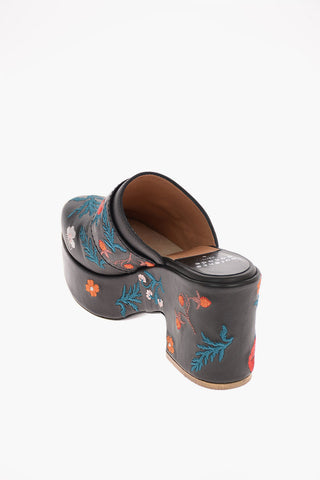 9cm leather and Fabric Floral Embroidered RIMALDO HERBARIUM Mules