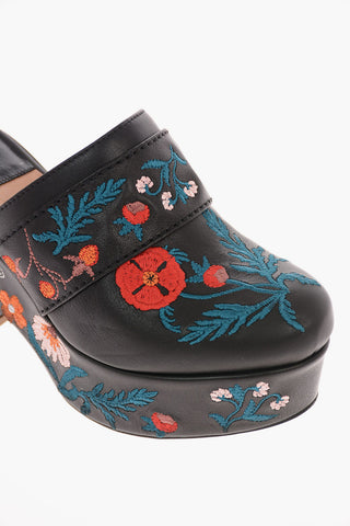 9cm leather and Fabric Floral Embroidered RIMALDO HERBARIUM Mules
