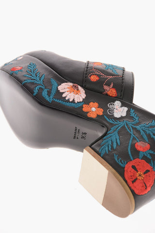 9cm leather and Fabric Floral Embroidered RIMALDO HERBARIUM Mules