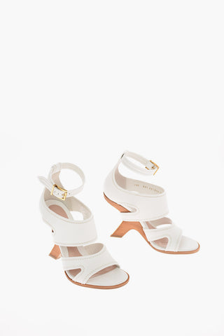 12cm leather Heelless Ankle-strap sandals