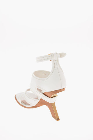12cm leather Heelless Ankle-strap sandals