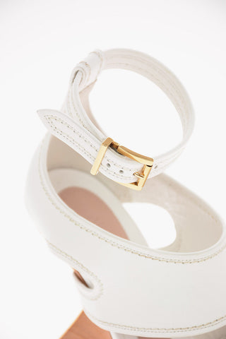 12cm leather Heelless Ankle-strap sandals