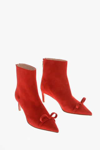 6cm Suede Leather Booties with Bow