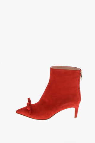 6cm Suede Leather Booties with Bow