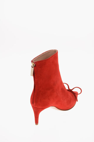 6cm Suede Leather Booties with Bow