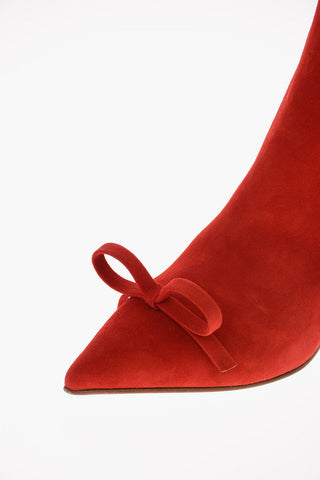 6cm Suede Leather Booties with Bow