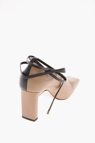 9cm leather ISA Square Toe Ankle-strap pumps